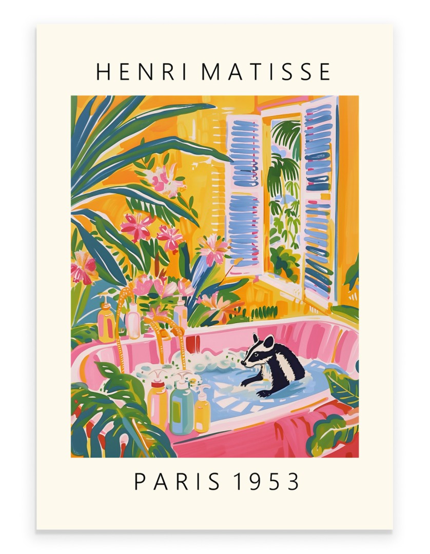 Henri Matisse Skunk Tropical Bathroom Wall Art Print – Elka Prints