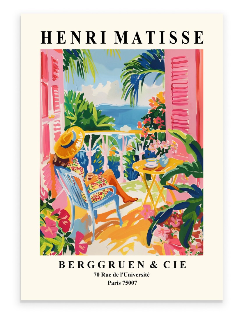 Matisse inspired terrace relaxation seaside colorful art print