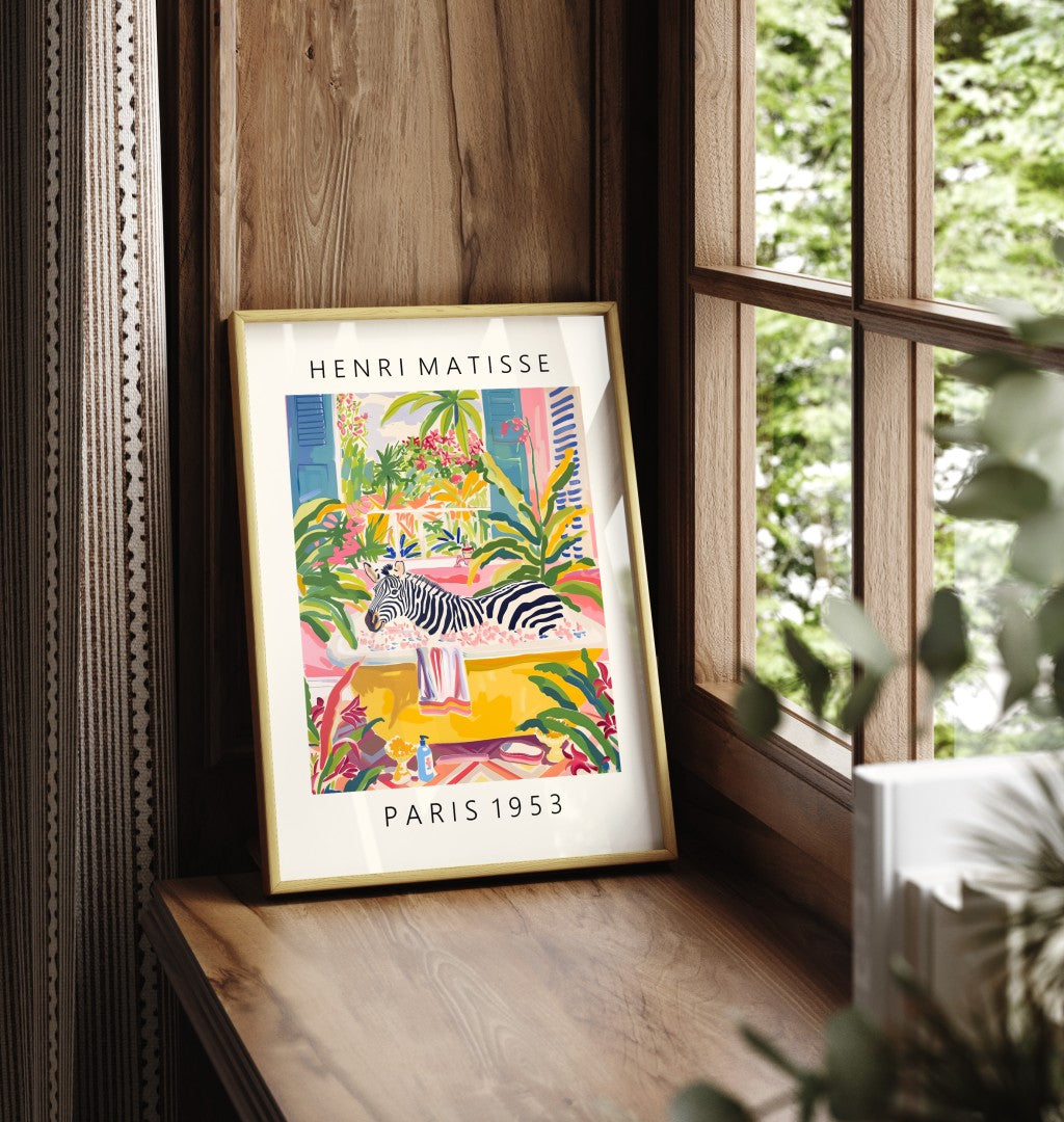 Matisse Inspired Zebra Tropical Bathtub Wall Art – Elka Prints