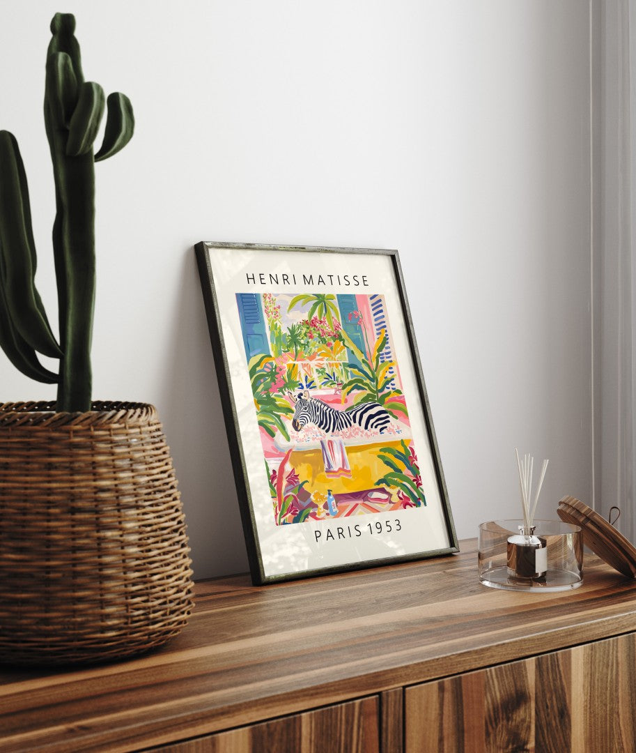 Matisse Inspired Zebra Tropical Bathtub Wall Art – Elka Prints